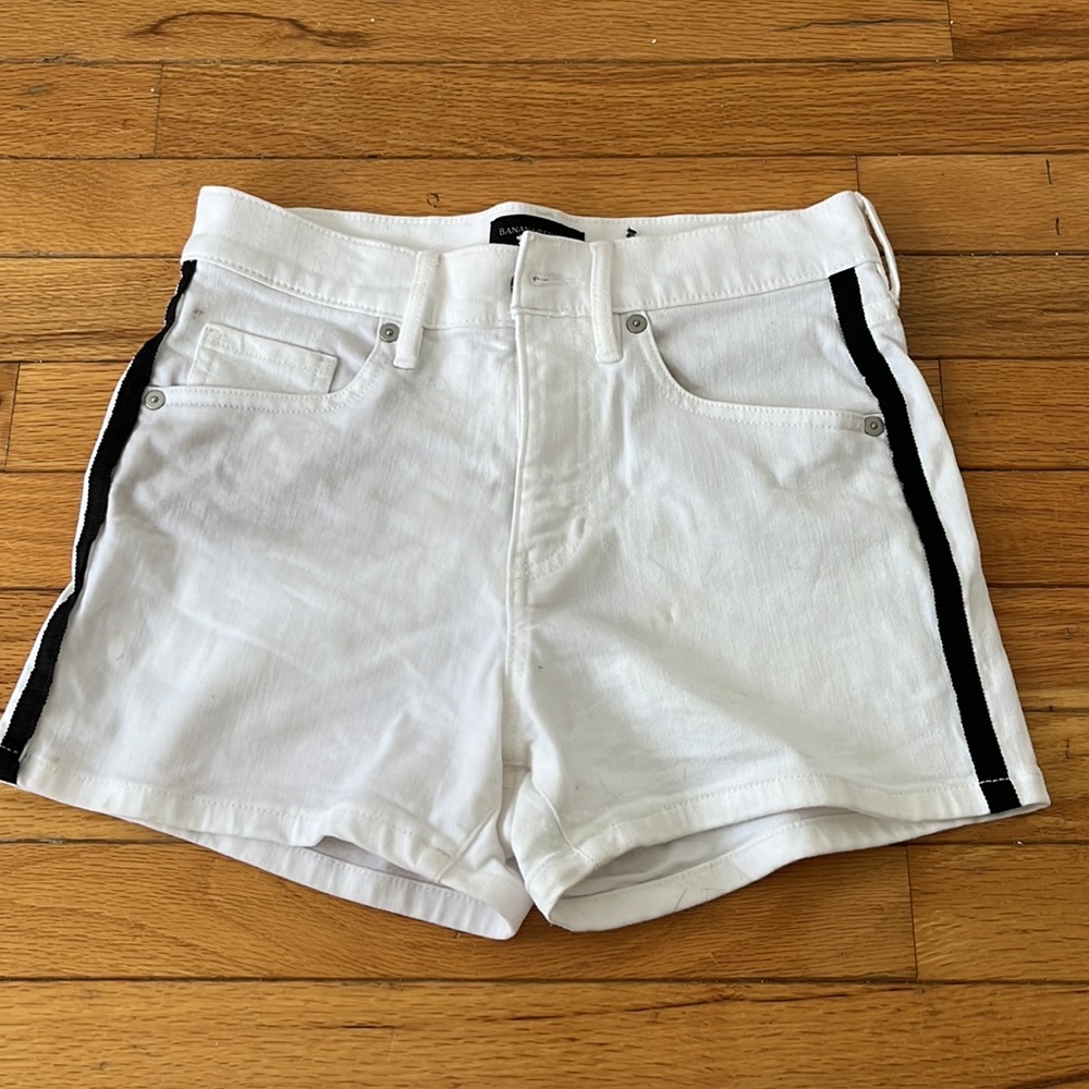 Banana Republic White and Navy Stripes Premium Denim